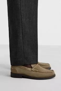 Мокасины с кожаным пенни-ремешком ZARA, цвет Taupe Grey