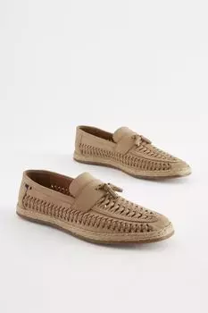 Мокасины с плетеной бахромой Next, серый