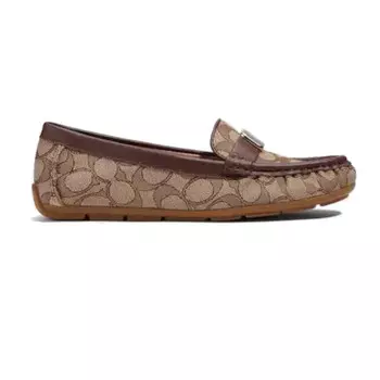 Мокасины в фирменном жаккарде Coach Outlet Mona Driver In Signature Jacquard, коричневый