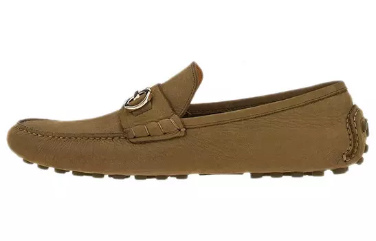 Мокасины замшевые Ferragamo Gancini с бляшкой, коричневый