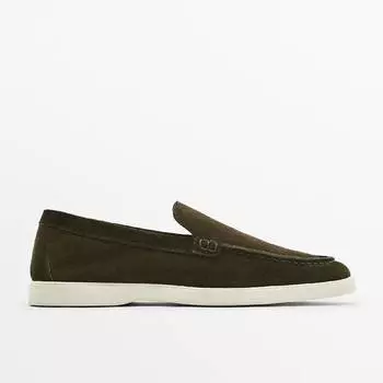 Мокассины Massimo Dutti Split Suede, зеленый