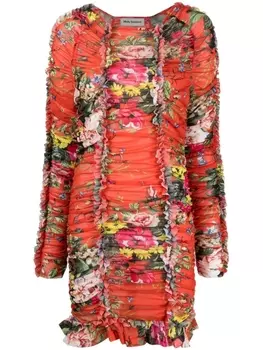Molly Goddard платье мини с цветочным принтом, красный