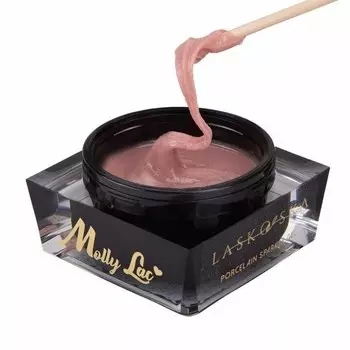 Molly Lac, Гель для наращивания ногтей, Porcelain Sparkle Gel Laskovska Dirty Pink, 15 мл