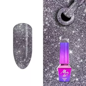 Mollylac 568 Flashing Lights Instant Glitter, гибридный лак для ногтей, 5 мл Molly Lac
