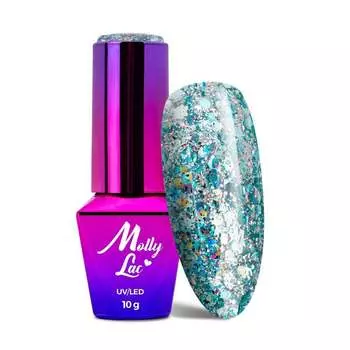 MollyLac Born To Glow Mesmerise Гибридный лак для ногтей с блестками 10 г № 575