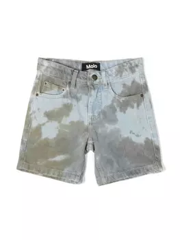 Molo джинсовые шорты с принтом тай-дай, синий