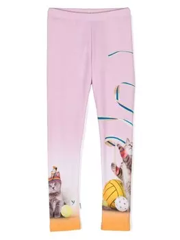 Molo хлопковые леггинсы с принтом кошек, розовый