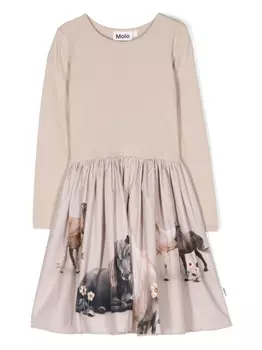 Molo платье Casie с графичным принтом, нейтральный цвет
