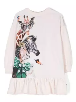 Molo платье мини с анималистичным принтом, нейтральный цвет