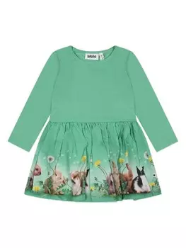 Molo платье с длинными рукавами и принтом, зеленый
