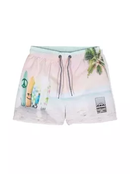 Molo плавки-шорты с графичным принтом, нейтральный цвет