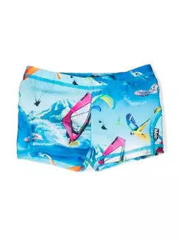 Molo плавки-шорты с графичным принтом, синий