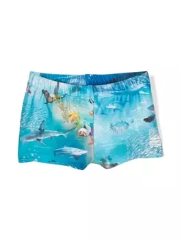 Molo плавки-шорты с графичным принтом, синий