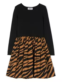 Molo расклешенное платье Casie с зебровым принтом, черный