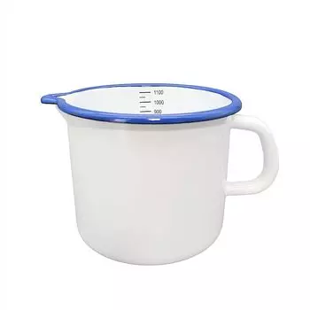 Молочник, эмалированная кастрюля, ручка кастрюли с чешуей, бело-синий край Linoows