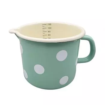 Молочник, эмалированная кастрюля, ручка кастрюли с масштабной мятной пастелью и горошком Linoows