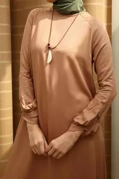 Молочно-коричневое колье с рукавами реглан Вискозная туника ALL DAY