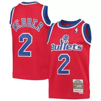 Молодежь Митчелл и Несс Крис Уэббер Red Washington Bullets 1994-95 Hardwood Classics Swingman Джерси Unbranded