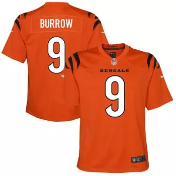 Молодежная альтернативная игровая майка Nike Joe Burrow Orange Cincinnati Bengals Nike