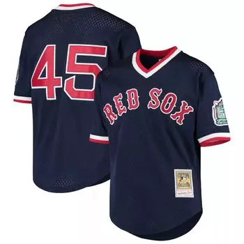 Молодежная футболка Mitchell & Ness Pedro Martinez Navy Boston Red Sox Cooperstown Collection с сеткой для тренировки ватина Unbranded