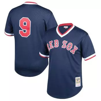 Молодежная футболка Mitchell & Ness Ted Williams Navy Boston Red Sox Cooperstown Collection с сеткой для тренировки ватина Unbranded