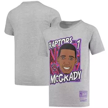 Молодежная футболка Mitchell & Ness Tracy McGrady Grey Toronto Raptors Hardwood Classics King of the Court Player Футболка Unbranded