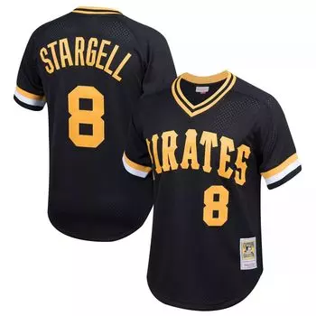 Молодежная футболка Mitchell & Ness Willie Stargell Black Pittsburgh Pirates Cooperstown Collection с сеткой для тренировки ватина Unbranded