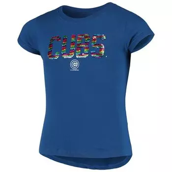 Молодежная футболка New Era Royal Chicago Cubs с блестками для девочек New Era