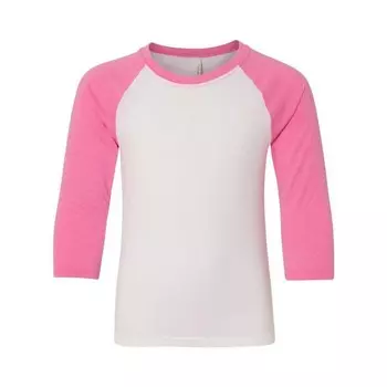 Молодежная футболка реглан Next Level с рукавом три четверти, цвет Hot Pink Sleeves