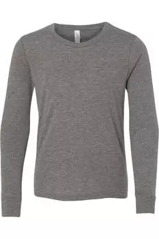 Молодежная футболка с длинным рукавом BELLA + CANVAS, цвет grey triblend