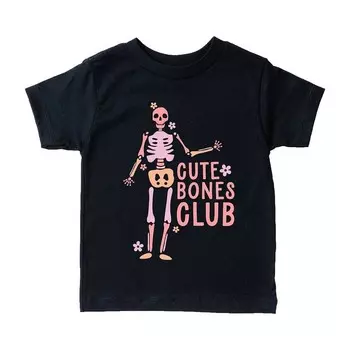 Молодежная футболка с короткими рукавами и рисунком Cute Bones Club The Juniper Shop, черный