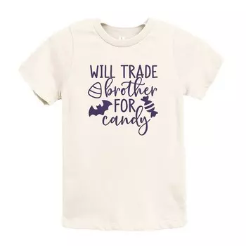 Молодежная футболка с короткими рукавами и рисунком Will Trade Brother на рельефный принт Candy The Juniper Shop, цвет Cream