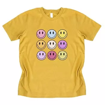 Молодежная футболка с ярким смайликом и короткими рукавами The Juniper Shop, цвет Mustard