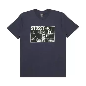 Молодежная футболка Stussy темно-синего цвета