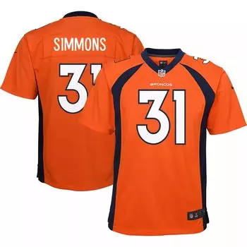 Молодежная игровая майка Nike Justin Simmons Orange Denver Broncos Nike