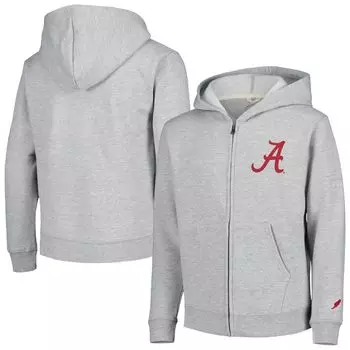 Молодежная лига университетской одежды Хизер Серый Алабама Багровый прилив с капюшоном на молнии во всю длину Unbranded