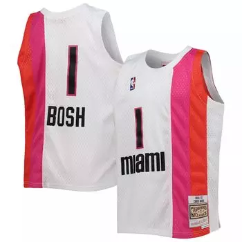 Молодежная майка Mitchell & Ness Chris Bosh White Miami Heat 2011-12 Hardwood Classics Swingman Джерси Unbranded