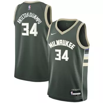 Молодежная майка Nike Giannis Antetokounmpo Hunter Green Milwaukee Bucks Swingman — Icon Edition, цвет Buk Multi