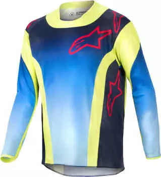 Молодежная майка Racer Hoen для мотокросса Alpinestars, синий/желтый/красный