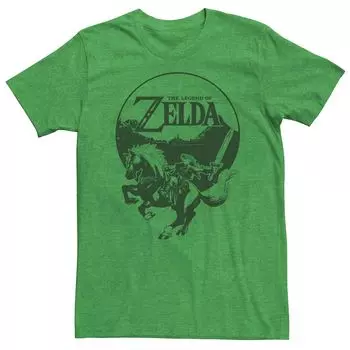 Молодежная мужская футболка Nintendo Legend Of Zelda Link Epona с круглым портретом Licensed Character