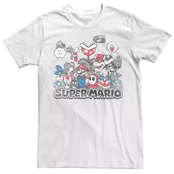 Молодежная мужская футболка Nintendo Super Mario Mushroom Kingdom Group Shot Licensed Character