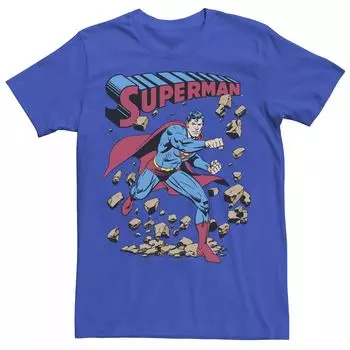 Молодежная мужская футболка с винтажным плакатом DC Comics Superman Smash Rocks Licensed Character