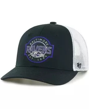Молодежная регулируемая кепка дальнобойщика Baltimore Ravens Scramble черного и белого цвета для мальчиков и девочек '47 Brand, черный