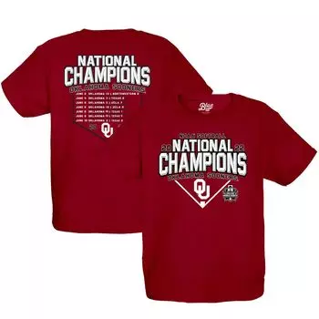 Молодежная синяя футболка 84 Crimson Oklahoma Early 2022 NCAA по софтболу, женская футболка чемпионов Мировой серии колледжей с расписанием базового пути Unbranded
