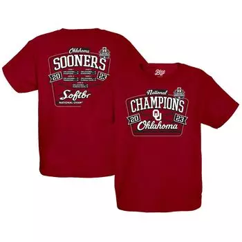 Молодежная синяя футболка 84 Crimson Oklahoma Early 2023 NCAA по софтболу, женская футболка с расписанием чемпионов Мировой серии среди колледжей Unbranded