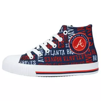 Молодежные кеды FOCO темно-синего цвета Atlanta Braves с повторяющимися надписями из плотной ткани по всей поверхности Unbranded