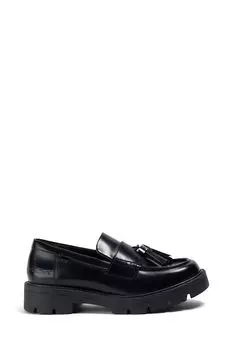 Молодежные кожаные туфли Kori черного цвета с кисточками Kickers, черный