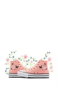 Молодежные кроссовки evalift с вышивкой бабочкой Converse, розовый