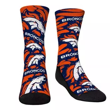 Молодежные носки Rock Em Носки Denver Broncos с логотипом и краской Crew Unbranded