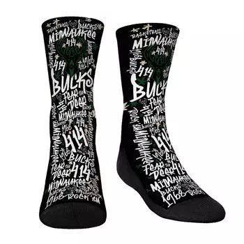 Молодежные носки Rock Em Носки Milwaukee Bucks Graffiti Crew Unbranded